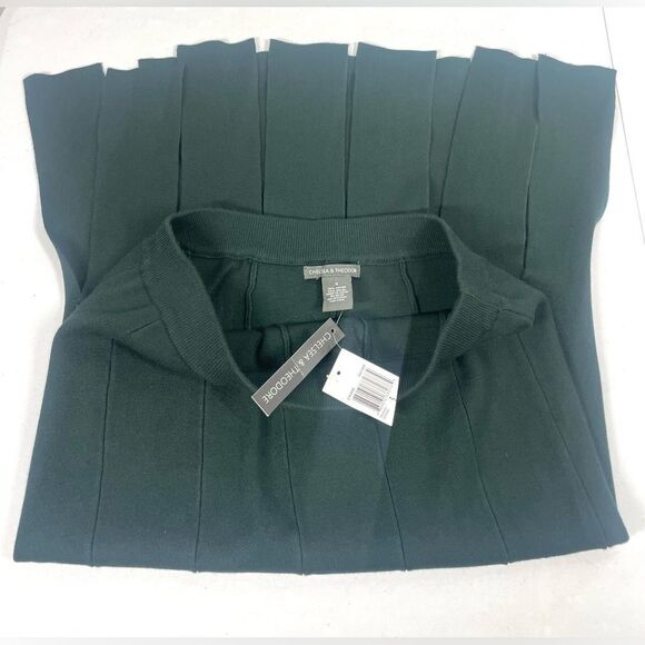 Chelsea & Theodore Forest Range GREEN Rayon Nylon Pleated Midi Skirt S NWT - Picture 3 of 3
